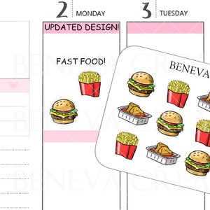 Fast Food Aufkleber- Burger Aufkleber- Pommes Aufkleber-Hühnchen Nuggets- Essen Doodles- Essen Aufkleber- Planer Aufkleber- Niedliche Aufkleber - (DL-007)