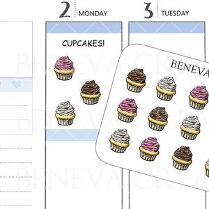 Adesivos de cupcake - Adesivos de comida - Adesivos de pastelaria - Produtos de panificação - Rabiscos de comida - Adesivos de rabiscos - Adesivos de bolo - Adesivos de planejador - (DL-034)