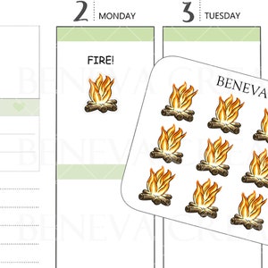 Adesivos de fogo - Adesivos para fogueira - Adesivos de acampamento - Adesivos para fogueira - Adesivos de acampamento - Adesivos para áreas externas - Adesivos de rabiscos - Adesivos de planejador - (DL-055)