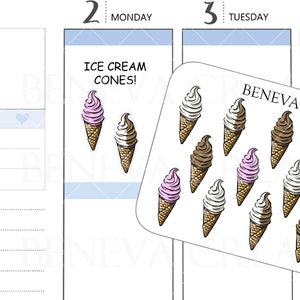 Eistüte Aufkleber - Dessert Aufkleber - Eis Aufkleber - Waffel Kegel - Doodle Aufkleber - Lebensmittel Aufkleber - Planer Aufkleber - (DL-049)