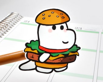 Uitgesneden sticker-hamburger uitgestanste sticker-kaasburger uitgestanste sticker-handgetekende uitgesneden sticker-schattige planner stickers-planner stickers-(DC-006)