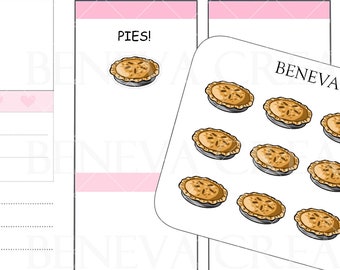 Pie Stickers-Food Stickers-Pastry Stickers-Pot Pie Stickers-Baking Stickers-Pastries-Doodle Stickers-Food Stickers-Planner Stickers-(DL-035)