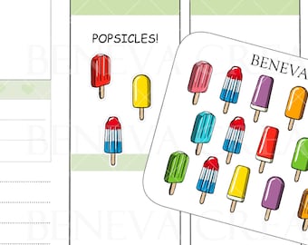 Popsicle Stickers - Dessert Stickers - Ice Cream Stickers - Food Doodles - Doodle Stickers- Food Stickers -Planner Stickers - (DL-050)