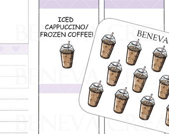 Frozen Coffee Stickers-Iced Coffee-Drink Stickers- Coffee Stickers- Food Stickers-Doodle Stickers- Cute Stickers- Planner Stickers-(DL-073)