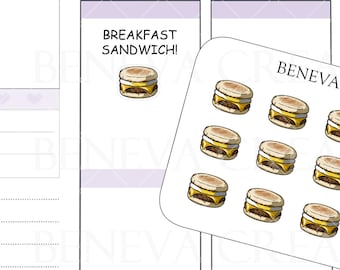 Frühstück Sandwich Aufkleber -Essen Aufkleber -Frühstück Aufkleber -Doodle Aufkleber- Fast Food Aufkleber -Süße Aufkleber-Planer Aufkleber - (DL-059)
