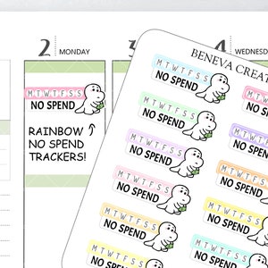Rainbow No Spend Stickers- Finance Stickers-No Spending Stickers-Money Trackers-Functional Stickers-Cute Stickers-Planner Stickers-(FN-19)
