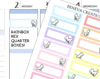 Rainbow Rex Quarter Boxes- Regenbogen Boxen-Quarter Box Aufkleber-Funktionale Aufkleber-Süße Aufkleber -EC Aufkleber-Planer Aufkleber -(FN-018)