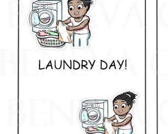 Laundry Stickers - Laundry Machine Stickers- Washer and Dryer Stickers - Chores Stickers - House Work Stickers - Planner Stickers - (HG-021)