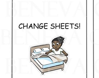 Change Sheets Stickers -Make Bed Stickers- Wash Sheets Stickers -Chores Stickers -House Work Stickers -Bed Stickers -Girl Stickers -(HG-022)