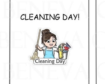 Cleaning Day Stickers -Dusting Stickers -Mopping Stickers-Cleaning Stickers- House Cleaning-Character Stickers-Girl Stickers-(HG-026)