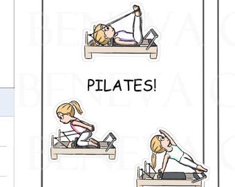 Pilates Aufkleber - REFORMER Pilates Aufkleber - REFORMER Maschine - Übungsaufkleber - Workout-Aufkleber - Sportaufkleber - Süße Aufkleber - (SE-046)
