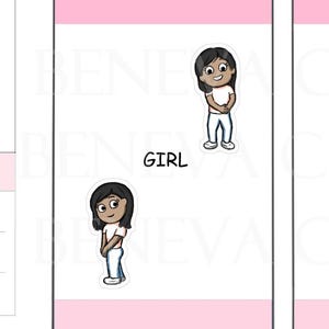 Girl Stickers-Female Stickers-Custom Stickers-Personalized Character Stickers-Planner Stickers-Cute Stickers-Cute Girl Stickers-(ML-027)