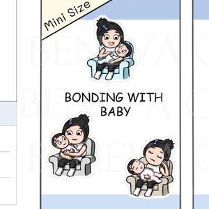 Hechting met baby-babystickers-mom Life-stickers-mum Life-Ouderschap-gepersonaliseerde stickers - karakterstickers - leuke stickers - (ML-002-MINI)