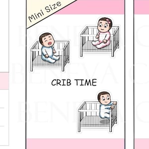Stickers babybedje-babystickers - stickers moeder leven- stickers wiegje-slaapstickers-gepersonaliseerde stickers - leuke plannerstickers-(ML-010-MINI)