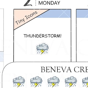 Pegatinas de tormenta, pegatinas de truenos, pegatinas de lluvia, pegatinas de lluvia, pegatinas del tiempo, pegatinas del pronóstico, pegatinas con iconos pequeños (TI-021)