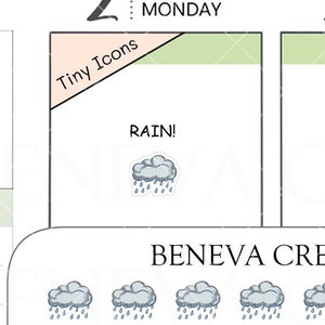 Pegatinas de lluvia pequeñas - Pegatinas de lluvia - Pegatinas del tiempo - Pegatinas del pronóstico del tiempo - Pegatinas pequeñas - Pegatinas con iconos pequeños (TI-020)