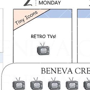 Adesivos de TV retrô minúsculos - (TI-029)