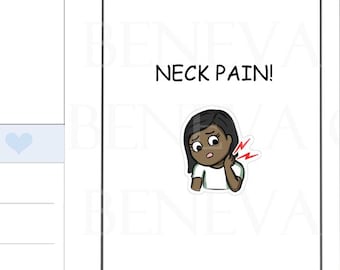 Stickers Douleurs au cou - Stickers Maux de Cou - Stickers Douleurs - Stickers Douleurs musculaires - Stickers Personnages - Stickers Cou - Stickers Douleurs musculaires - (EL-054)