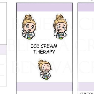 Pegatinas de helado triste - Pegatinas de comida - Pegatinas de helado - Pegatinas de emociones - Pegatinas de personajes - Pegatinas personalizadas (EM-023)