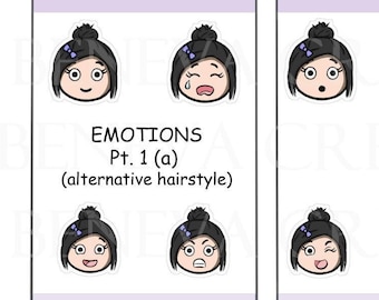 Emociones Pt. 1 (a) - Pegatinas de emociones - Pegatinas para planificador de emoticonos - Rastreadores de estado de ánimo - Emoticonos - Pegatinas de emojis - Pegatinas de personajes - (EM-001A)
