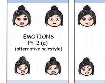 Emotions Pt. 2 (a) - Emotion Stickers -Emoti Planner Stickers - Mood Trackers -Emoticons -Character Stickers- Facial Expressions - (EM-002A)