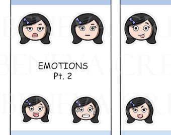 Emociones Pt. 2 - Pegatinas de emociones - Pegatinas para el planificador de emoticonos - Rastreadores de estado de ánimo - Emoticonos - Emojis - Expresiones faciales - (EM-002)