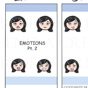 Emociones Pt. 2 - Pegatinas de emociones - Pegatinas para el planificador de emoticonos - Rastreadores de estado de ánimo - Emoticonos - Emojis - Expresiones faciales - (EM-002)