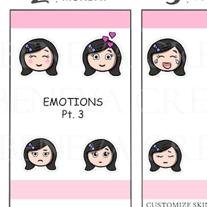Émotions Pt. 3 - Stickers émotions - Stickers Emoti Planner - Trackers d'humeur - Stickers humeur - Stickers personnages - Stickers mignons - (EM-003)