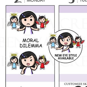 Stickers moreel dilemma - stickers engel en duivel - gewetensstickers - verleidingsstickers - schouder engel - schouder duivel - (LS-043)