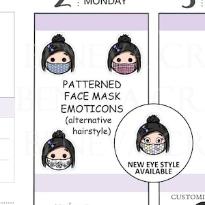 Stickers masques à motifs - Stickers émoticônes - Stickers masques - Stickers emoji - Expressions faciales - Stickers personnages - (EM-022A)