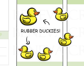 Rubber Duck Stickers - Rubber Duckies Stickers - Yellow Duck Stickers- Toy Stickers- Bath Time Toys Stickers - Planner Stickers - (LS-018)