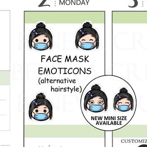 Face Mask Stickers - Mask Stickers - Medical Stickers - Emoticon Stickers- Emojis - Character Stickers- Personalize Stickers - (EM-021A)