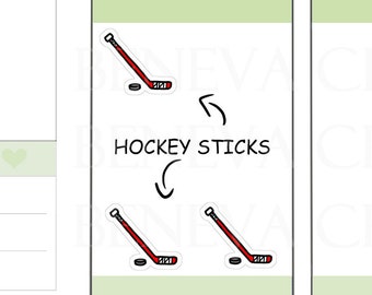 Autocollants de hockey - Équipement de hockey - Bâtons et rondelles de hockey - Joueur de hockey - Équipement de hockey - Autocollants pour agenda de sport - (SE-027)