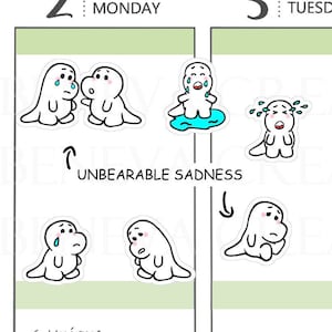 Stickers tristesse - Stickers pleurs - Stickers émotions - Stickers Emoti Planner - Trackers d'humeur - Stickers personnages - Stickers mignons - (CT-004)