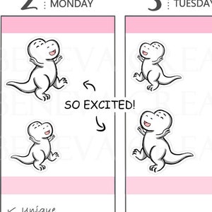 Happy Stickers - Emotion Stickers - Mood Trackers - Excited Stickers - Dinosaur Stickers -Cute Planner Stickers - (EM-015)