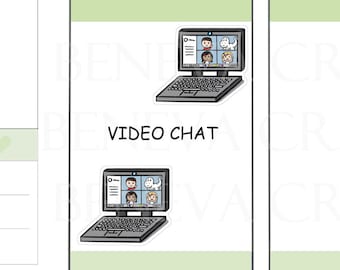 Video Chat - Laptop Stickers - Video Conference Stickers -Computer Stickers -Conference Stickers- Cute Stickers -Planner Stickers - (LS-079)