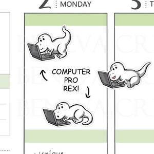 Werkstickers - laptopstickers - computerstickers - T-rex-stickers - dinosaurusstickers - leuke stickers - plannerstickers - (EL-007)