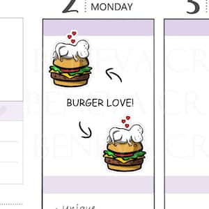 Burger Stickers - Cheeseburger Stickers- Fast Food Stickers- Hamburgers- Food Stickers- Junk Food Cravings- Character Stickers - (KF-022)