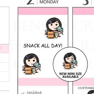 Stickers snacks - stickers junkfood - stickers traktatie - chips - ijsstickers - frappuccinostickers - leuke plannerstickers - (KF-020)