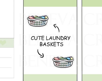 Laundry Basket Stickers - Laundry Machines – Wash Clothes Stickers - Chores Stickers - House Work Stickers -Planner Stickers - (HG-019)