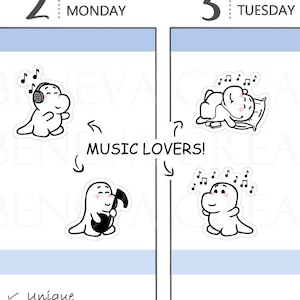 Stickers mélomanes - Stickers musique - Stickers notes de musique - Répétitions - Répétition d'un groupe - Concerts - Stickers agenda - Stickers personnages - (CT-011)