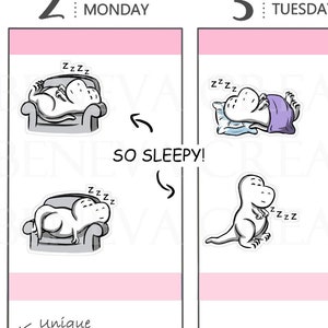 Sleeping Stickers Exhausted Planner Stickers Tired Stickers Nap Time Stickers Couch Stickers Cute Planner Stickers LS-039 image 1