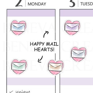 Naklejki Happy Mail Heart - Naklejki Mail - Naklejki Heart - Słodkie Naklejki Planner - Naklejki Pocztowe - Słodkie Naklejki - (LS-064)