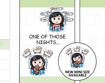 Sleepless Night Stickers -Cannot Sleep Stickers -Counting Sheep -Stressed Out-Exhausted Stickers -Tired Stickers -Planner Stickers- (LS-054)