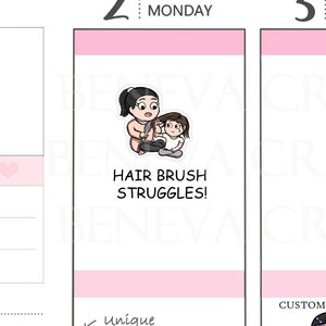Problèmes de brosse à cheveux - Stickers stressés - Stickers brosses à cheveux - Stickers vie de maman - Stressés - Stickers parentaux - Stickers personnages - (ML-023)
