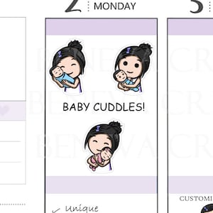 Baby Kuscheln - Baby halten - Baby Aufkleber - Mama Leben Aufkleber - Mama Leben - Eltern Aufkleber - Personalisiert - Süße Aufkleber -(ML-001-MINI)