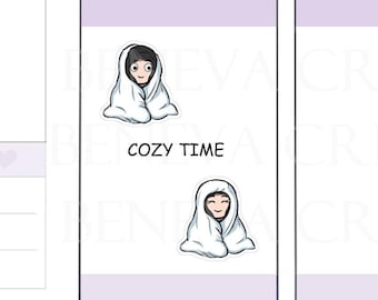 Blanket Stickers - Comfy Blanket Stickers- Cozy Stickers- Home Stickers- Character Stickers -Personalized Stickers -Cute Stickers- (EL-043)