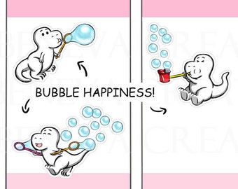 Bubble Stickers- Blowing Bubbles Stickers- Summer Time Fun-Rex Stickers-ECLP Stickers-Happy Planner Stickers-Cute Planner Stickers- (LS-058)