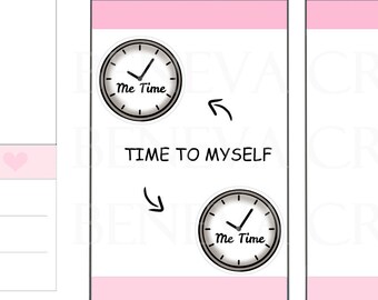 Me Time Stickers- Time Stickers - Clock Stickers -Relax Stickers - Tracker Stickers - Cute Stickers- Planner Stickers - (LS-070)