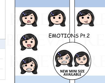 Emotions Pt. 2 - Emotion Stickers - Emoti Planner Stickers - Mood Trackers - Emoticons - Emoji - Facial Expressions - (EM-002)